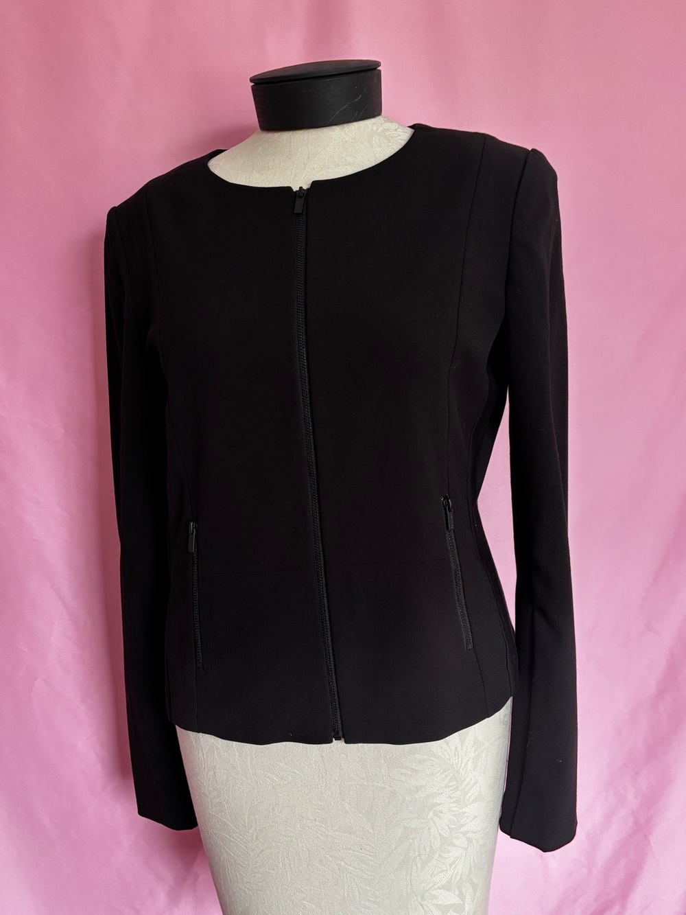 Calvin Klein Women’s Black Zip-Front Career Jacket Sz 12